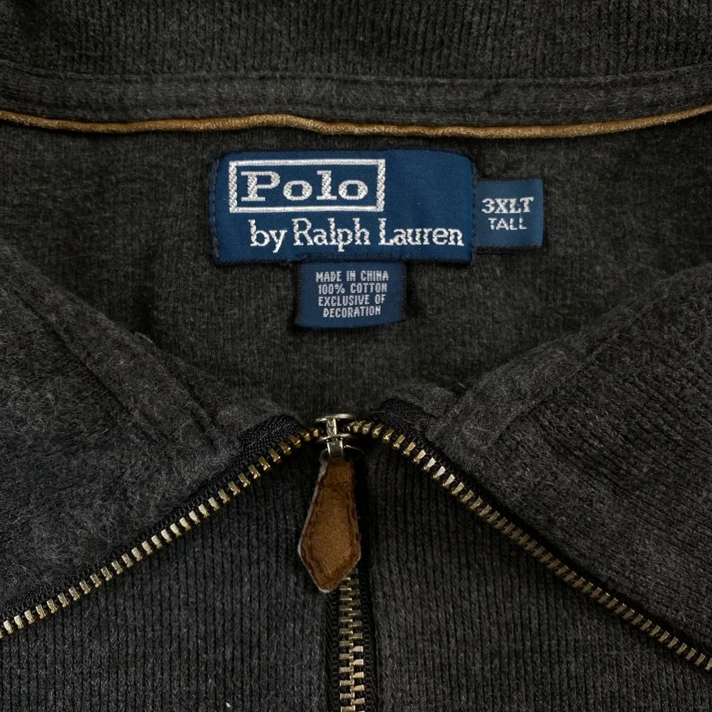 Vintage Polo Ralph Lauren Quarter Zip Pullover Mens 3XLT Gray Cotton Pony